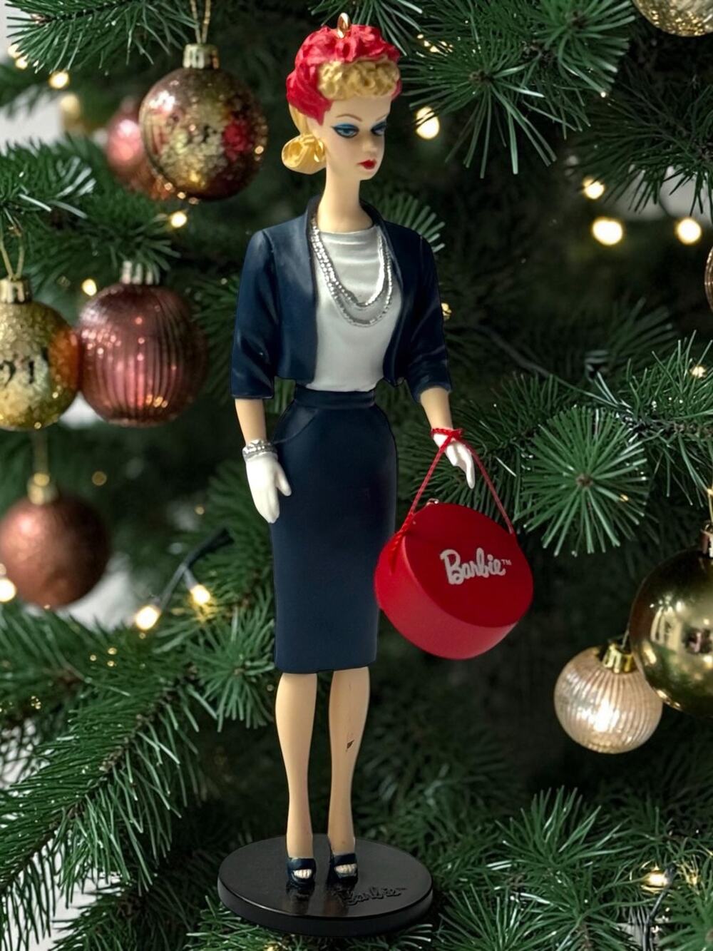 Vintage Hallmark Barbie Ornament 2000 Commuter Set QX6814 in Box Keepsake Hatbox